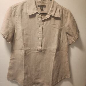 Tommy Bahama Beige Linen Short Sleeve  Shirt